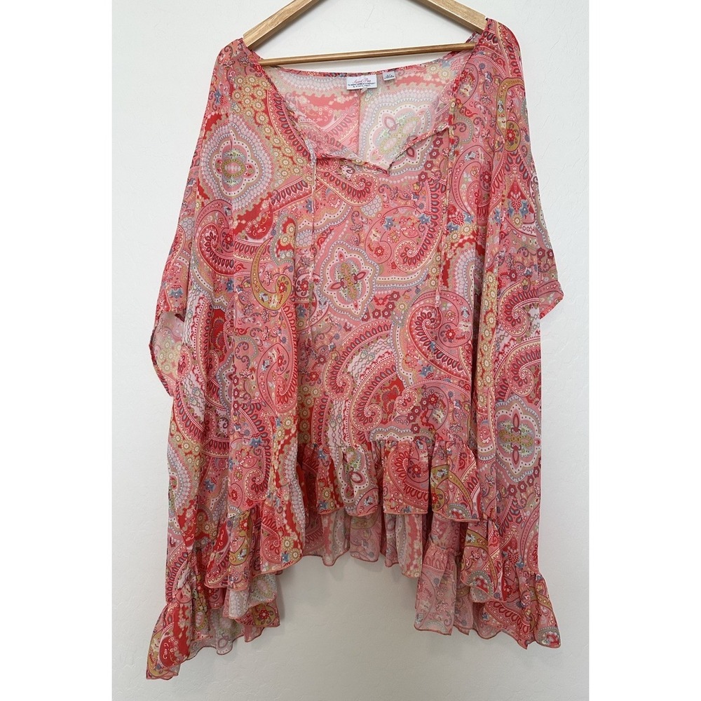 SWEET PEA By Stacy Frati Mesh Top L Sheer Batwing Sleeve Poncho Anthropologie